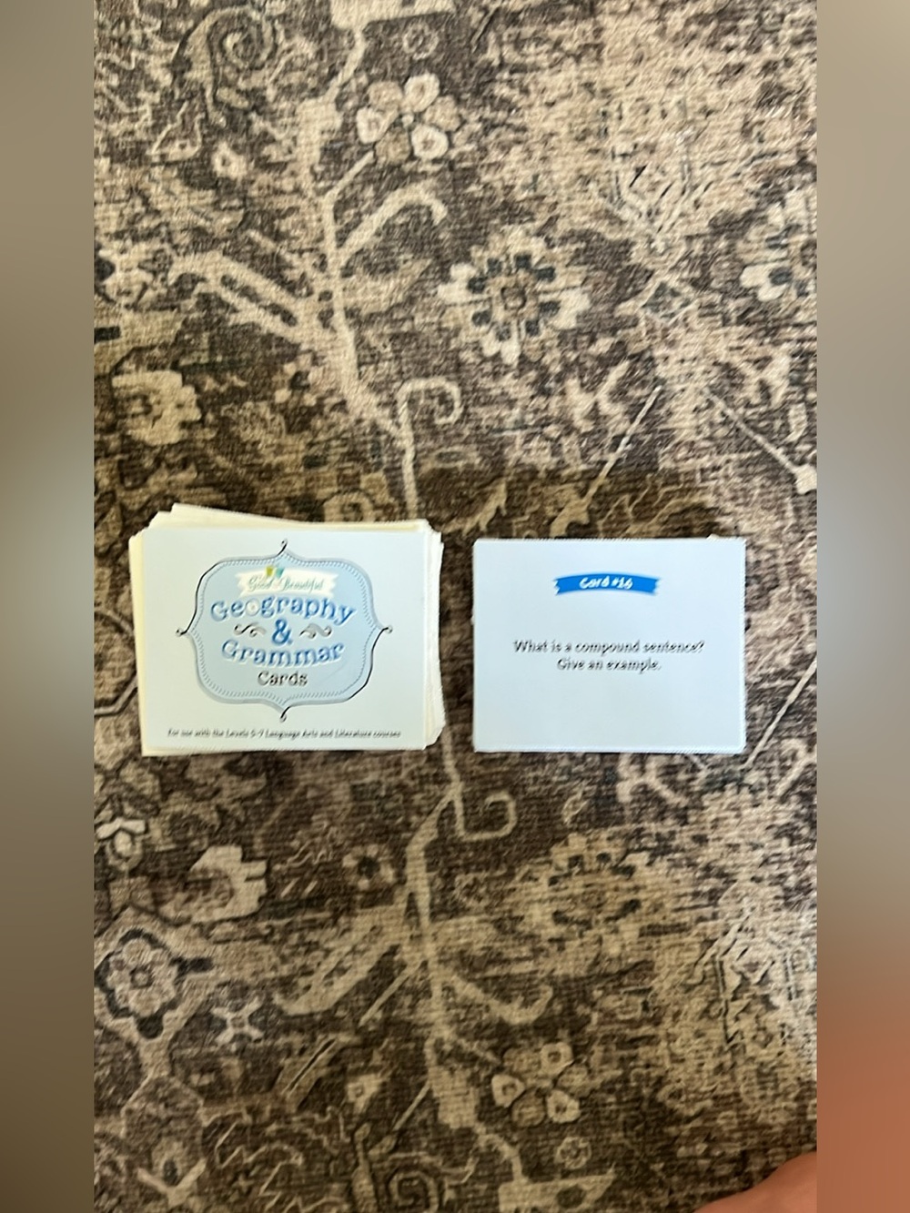 Geography & Grammar Learning Cards - Cream